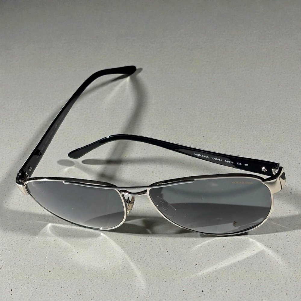 Versace mod 2145 classic aviator design silver frame dark sunglasses |48.15.135